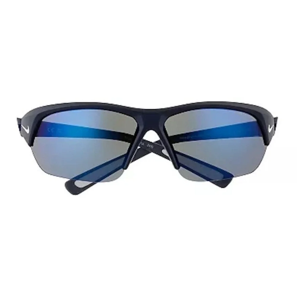 Nike Skylon Ace 69mm Semi-Rimless Sunglasses Matte Obsidian Blue Lens NWT